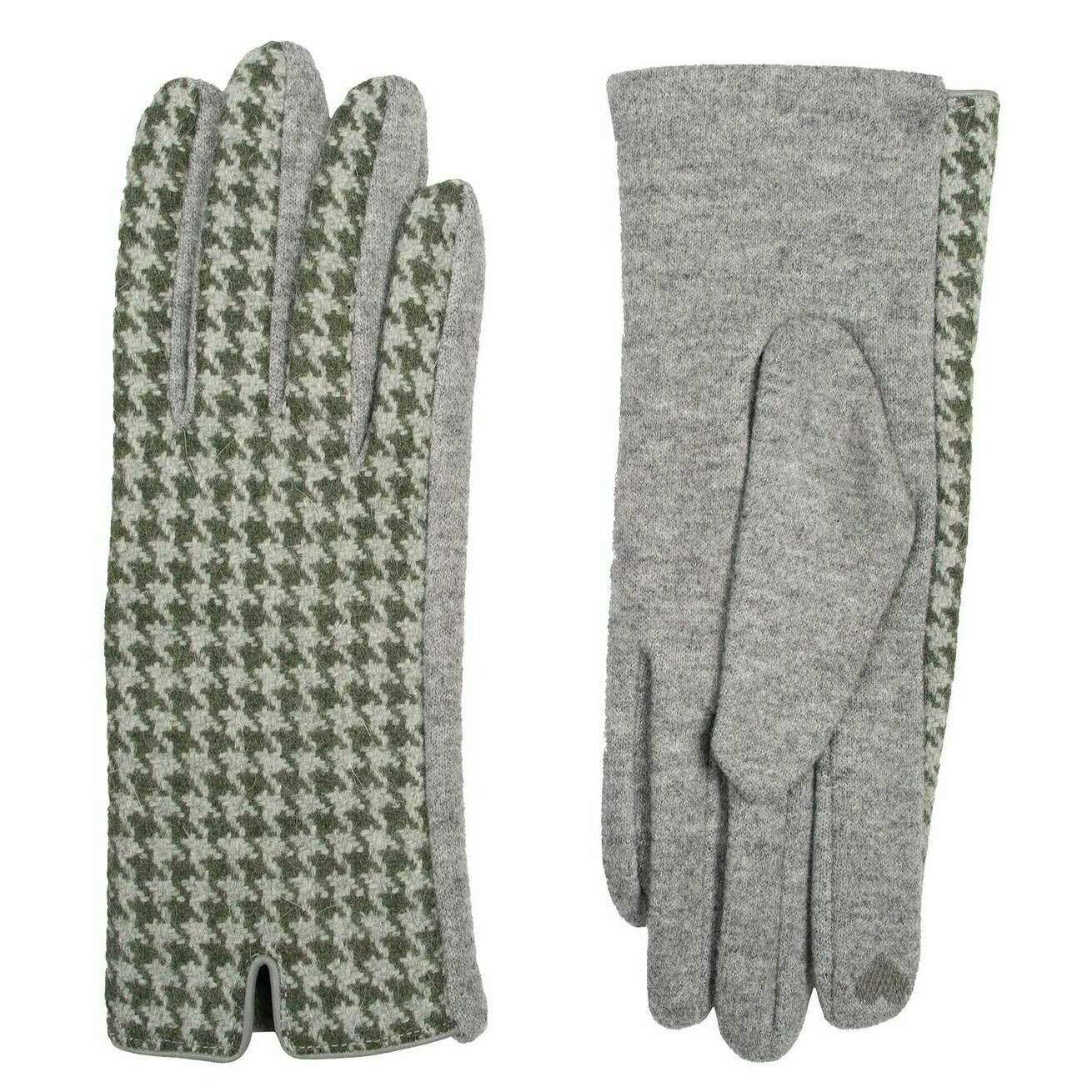 Dents Touchscreen Dogtooth Design Gloves - Forest Green - Image 2