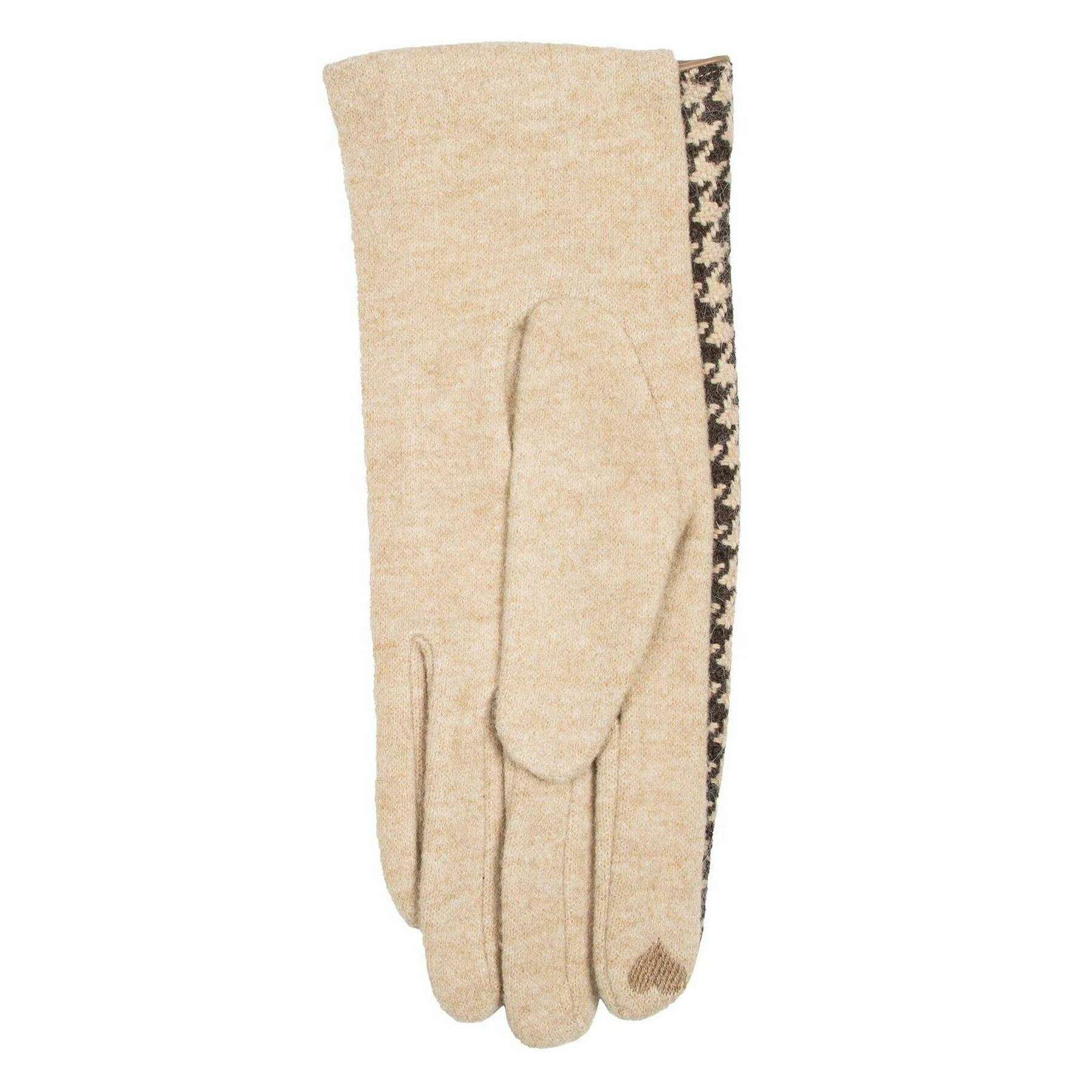 Dents Touchscreen Dogtooth Design Gloves - Natural - Image 5