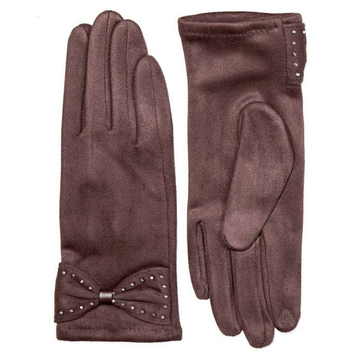 Dents Touchscreen Velour-Lined Faux Suede Gloves - Mocca Brown - Image 2