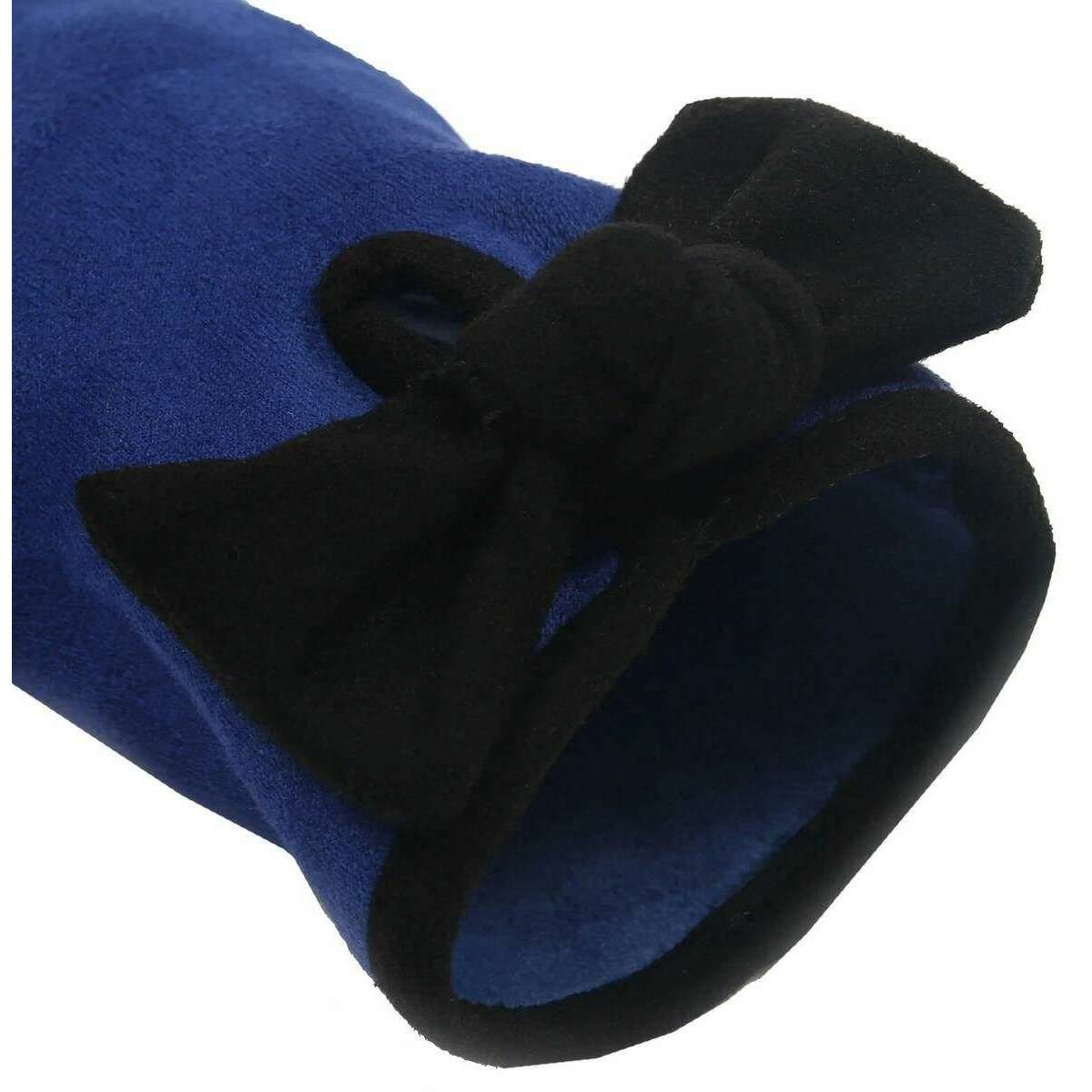 Dents Velour Lined Faux Suede Bow Gloves - Cobalt Blue/Black - Image 5
