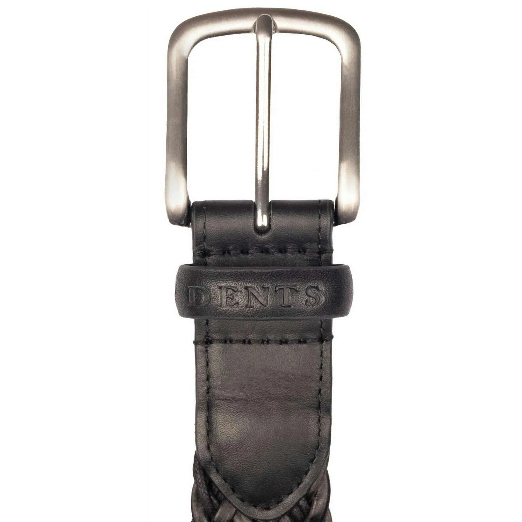 Dents Woven Leather and Cotton Belt - Black - Image 3