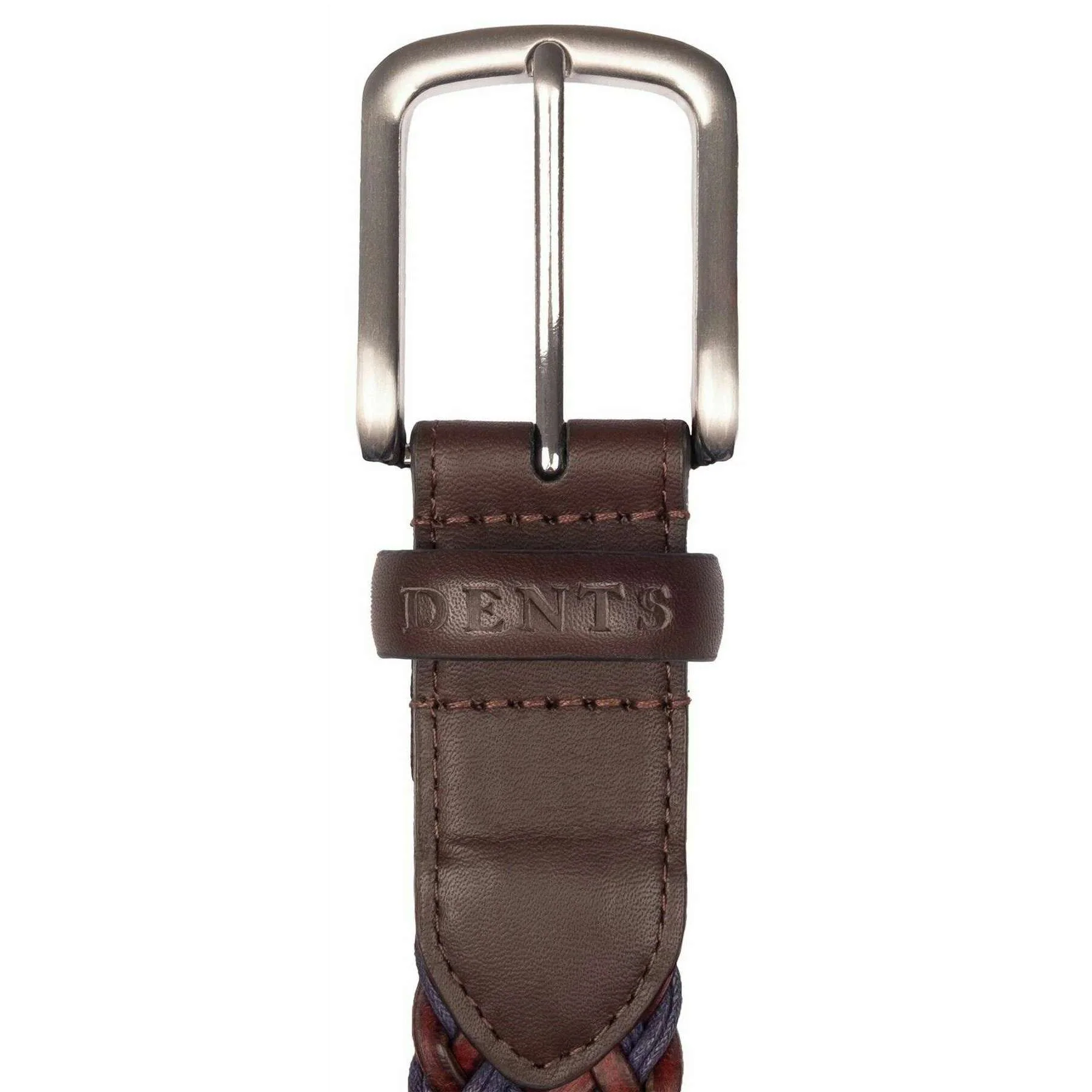 Dents Woven Leather and Cotton Belt - Blue - Image 3