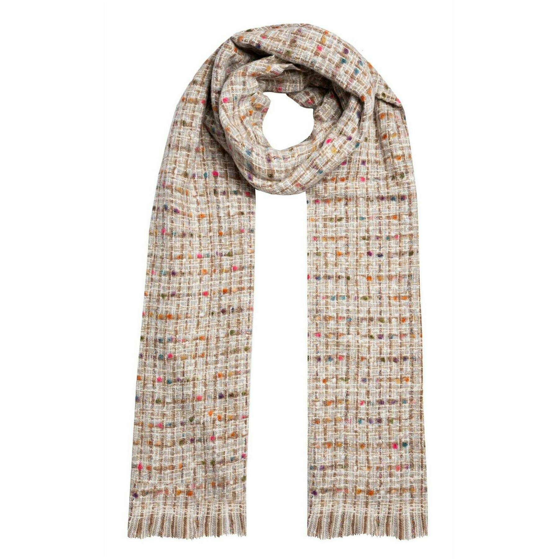 Dents Woven Metallic Yarn Scarf - Oatmeal Beige
