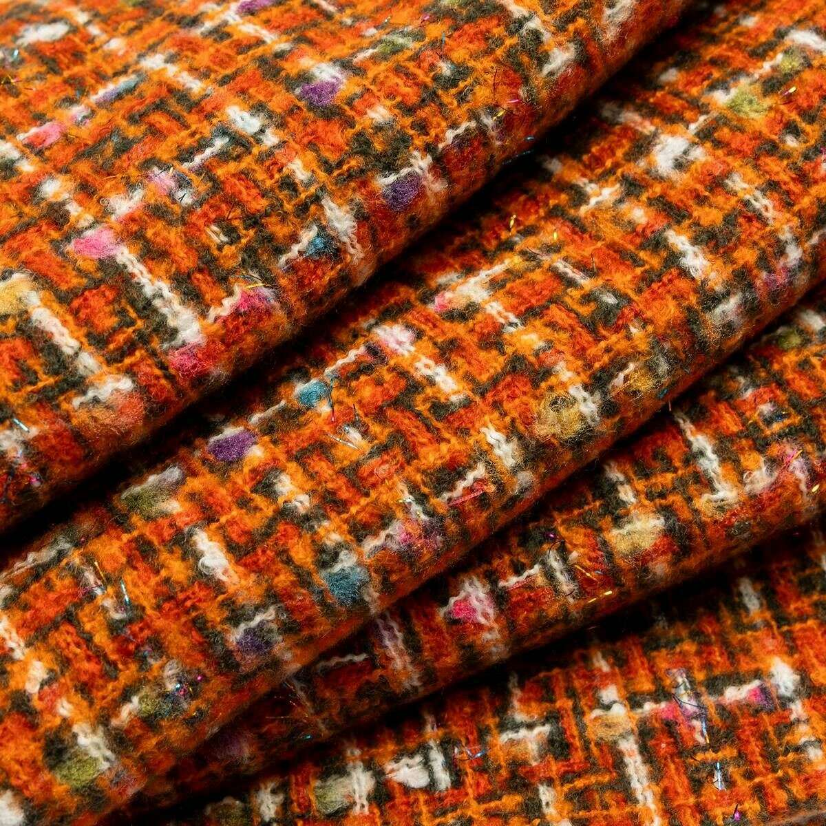 Dents Woven Metallic Yarn Scarf - Pumpkin Orange - Image 3