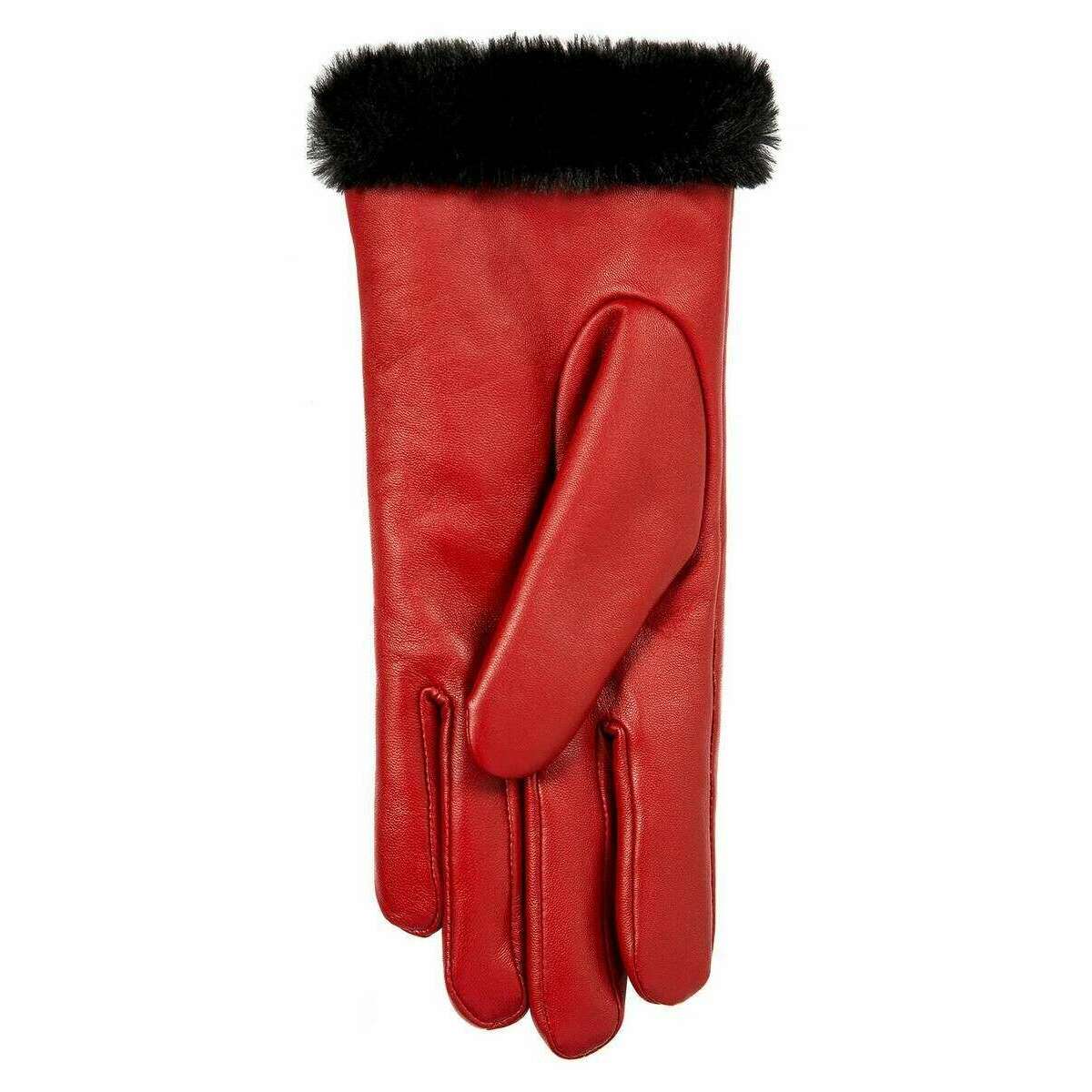 Dents Yasmin Touchscreen Leather Gloves - Berry Red/Black - Image 4