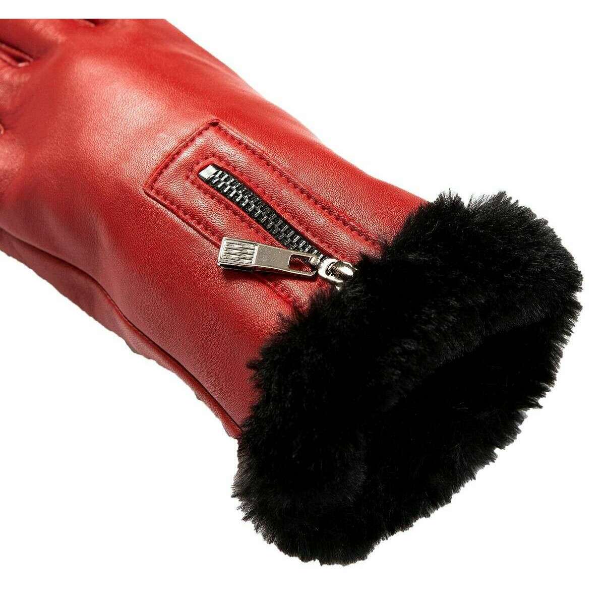 Dents Yasmin Touchscreen Leather Gloves - Berry Red/Black - Image 6