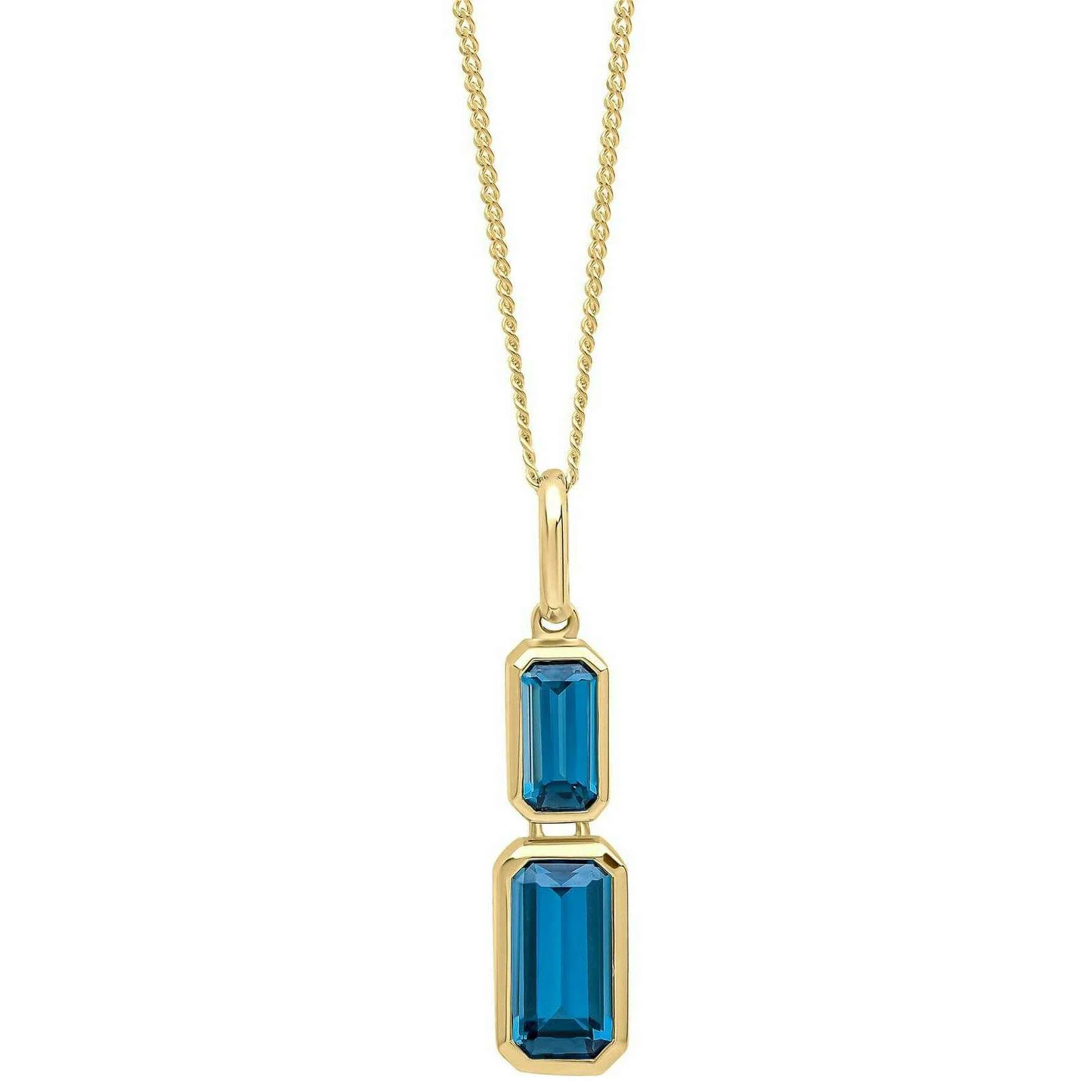 Elements Gold Elongated Topaz 9ct Gold Pendant - Gold/Blue