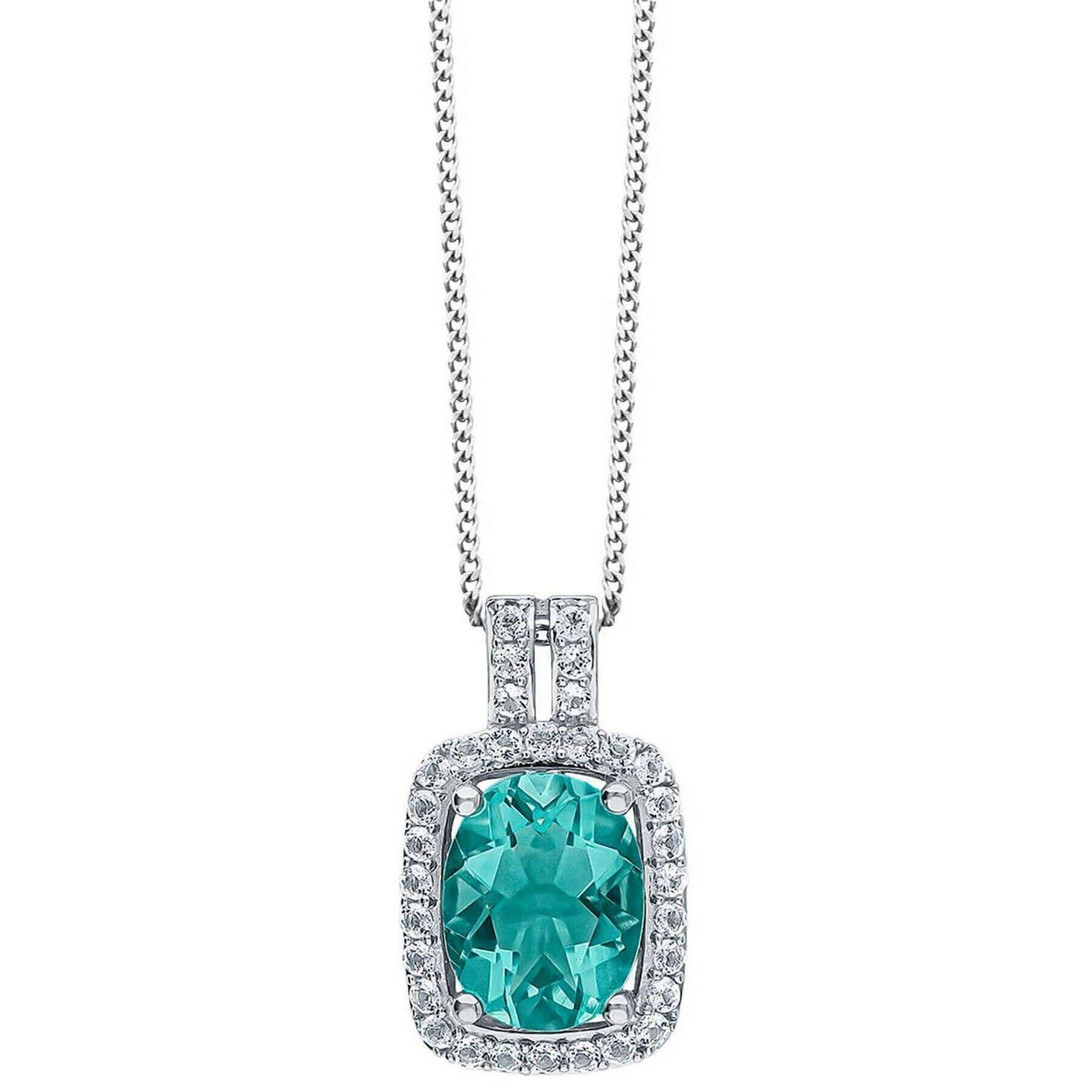 Elements Gold Fluorite and Topaz White Gold Pendant - Blue