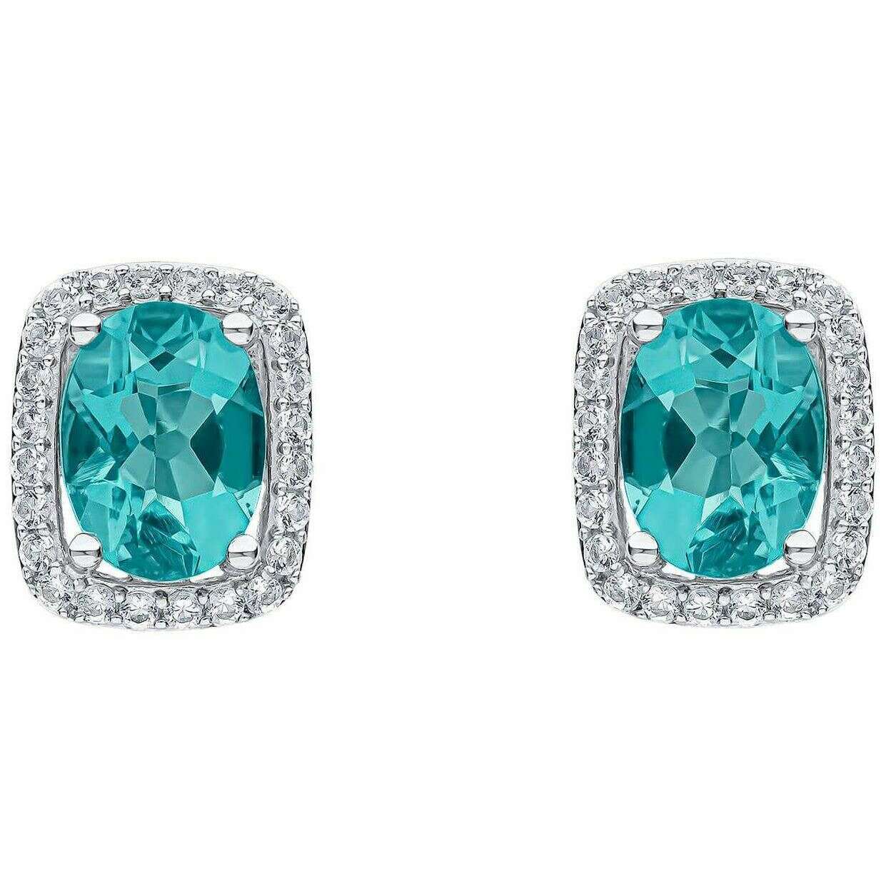 Elements Gold Fluorite and Topaz White Gold Stud Earrings - Blue - Image 2