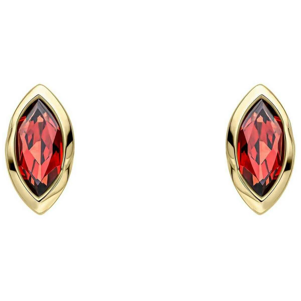 Elements Gold Marquise Garnet 9ct Yellow Gold Earrings - Gold/Red