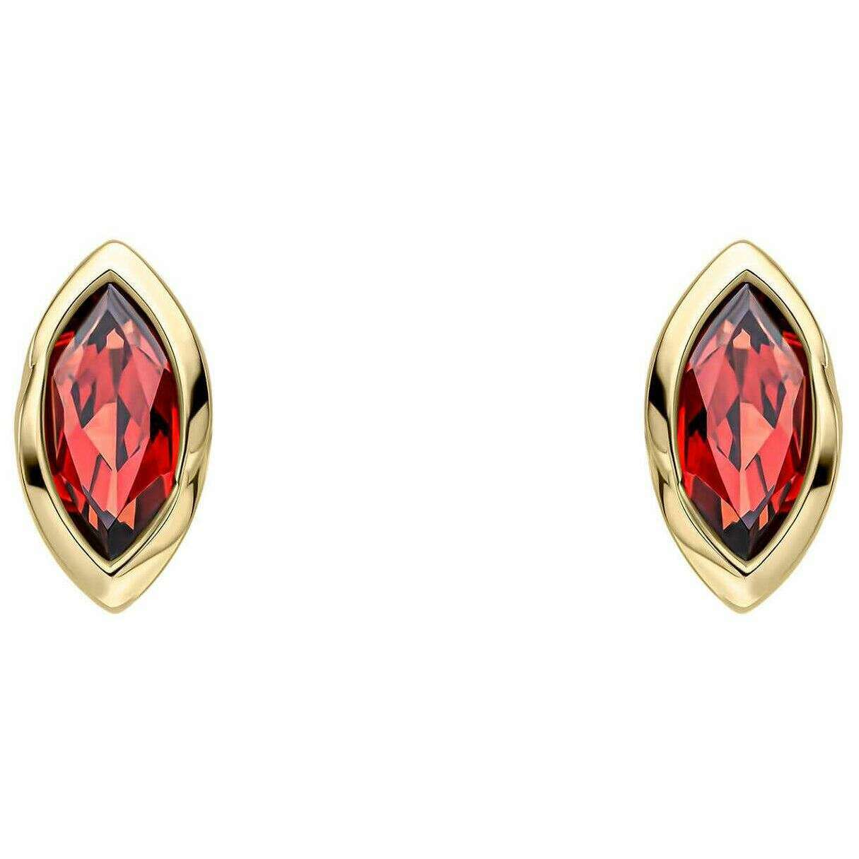 Elements Gold Marquise Garnet 9ct Yellow Gold Earrings - Gold/Red - Image 2