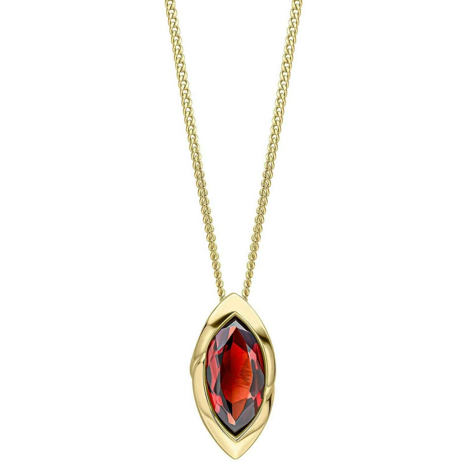 Elements Gold Marquise Garnet 9ct Yellow Gold Pendant - Gold/Red - Image 2