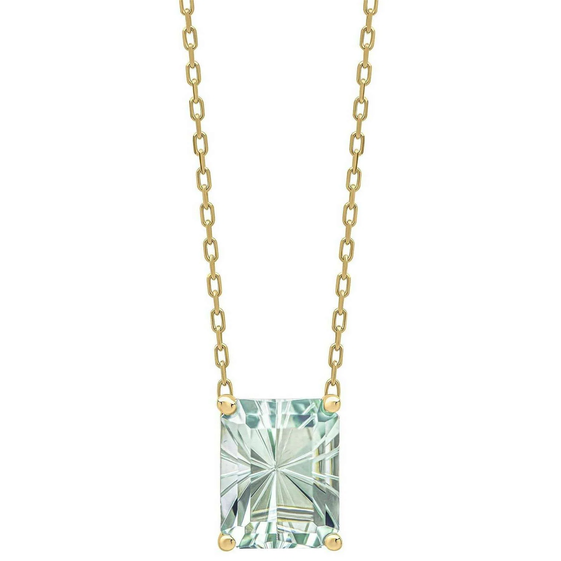 Elements Gold Octagonal Fancy Cut Amethyst 9ct Gold Necklace - Gold/Blue