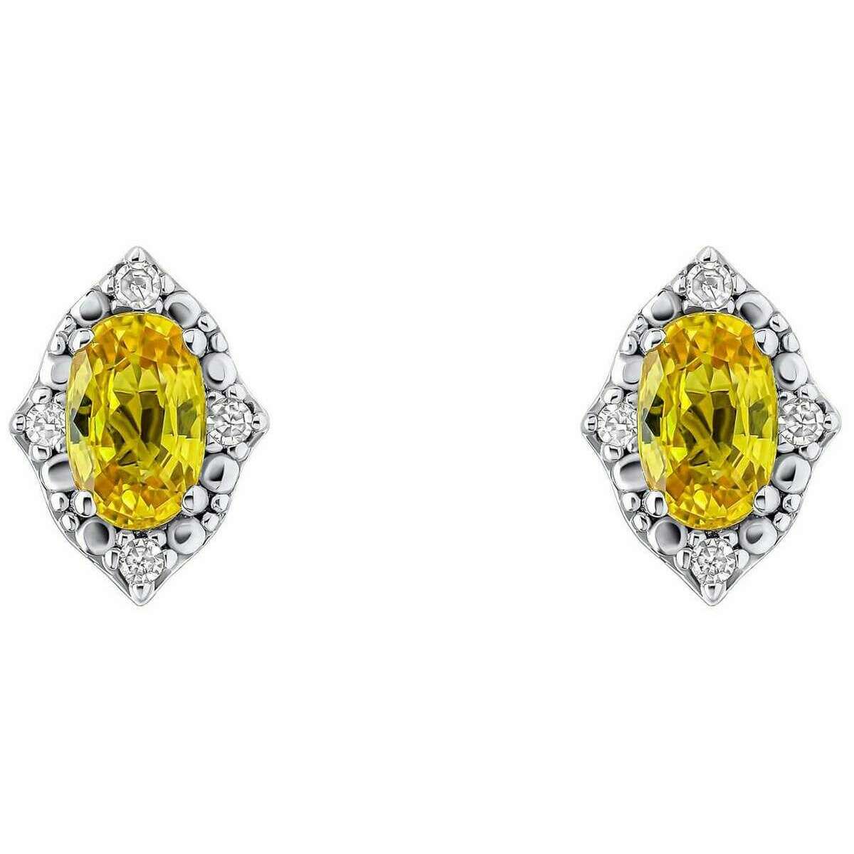 Elements Gold Oval Sapphire and Diamond 9ct Gold Earrings - Gold/Yellow