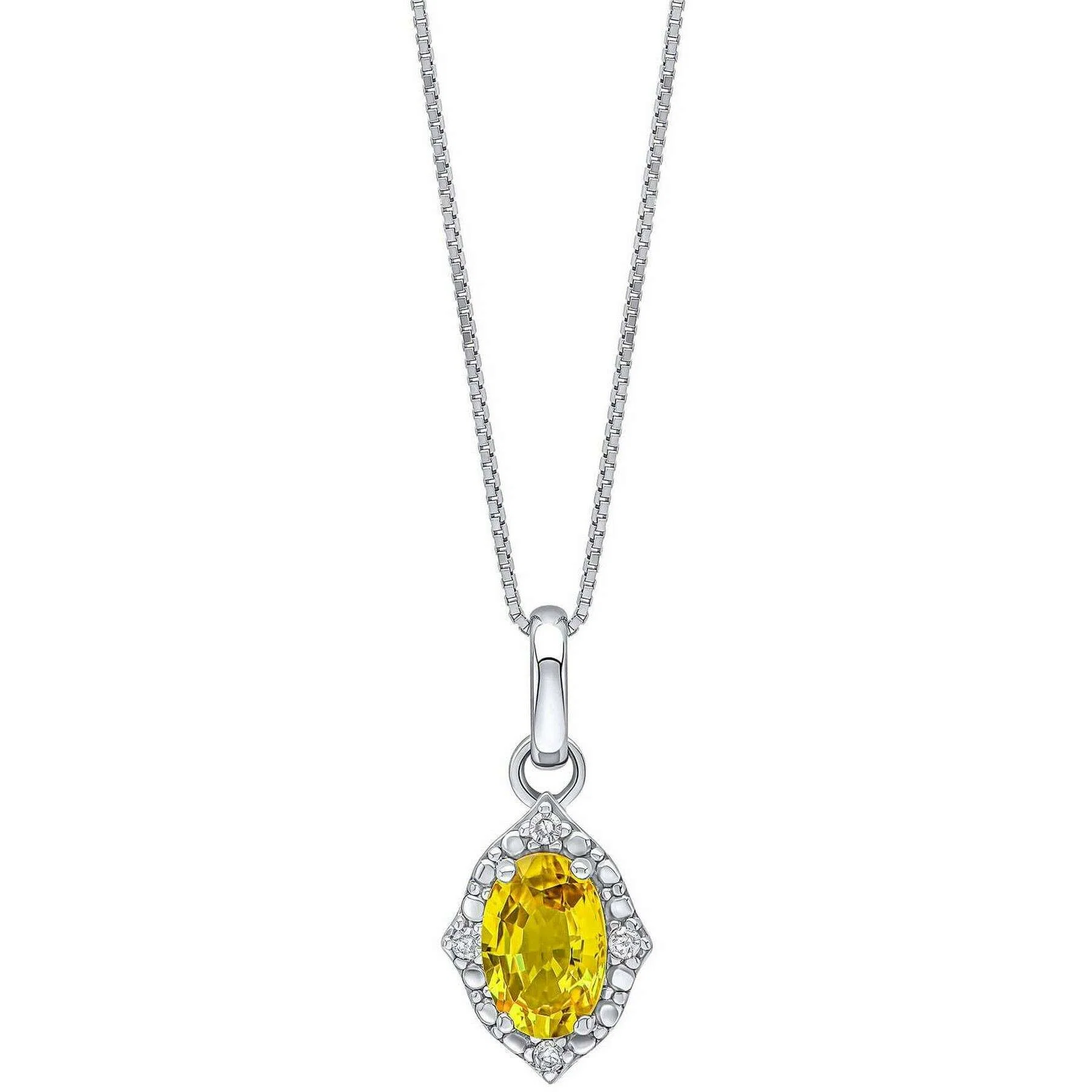 Elements Gold Oval Sapphire and Diamond 9ct Gold Pendant - Gold/Yellow