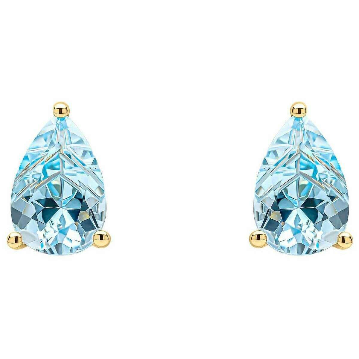 Elements Gold Pear Fancy Cut Topaz 9ct Gold Earrings - Gold/Blue
