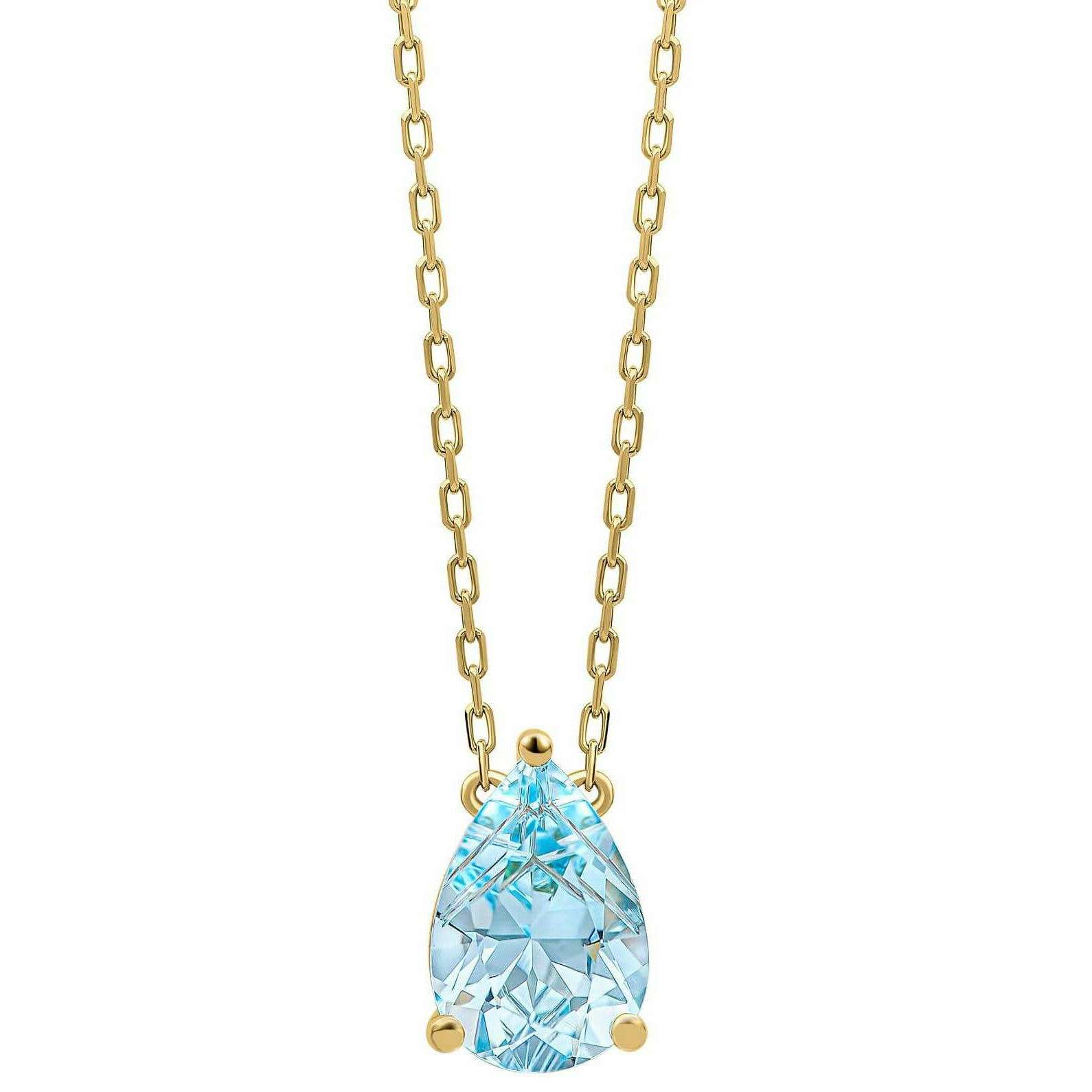 Elements Gold Pear Fancy Cut Topaz 9ct Gold Necklace - Gold/Blue - Image 2