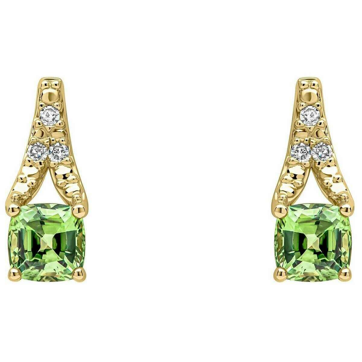 Elements Gold Rose Cut Sapphire and Diamond 9ct Gold Earrings - Gold/Green