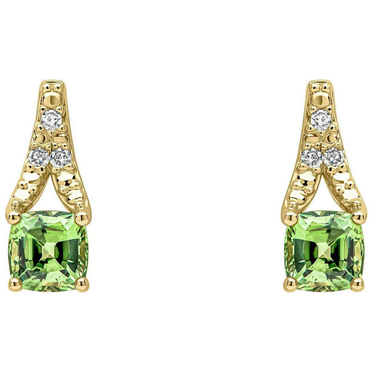 Elements Gold Rose Cut Sapphire and Diamond 9ct Gold Earrings - Gold/Green - Image 2