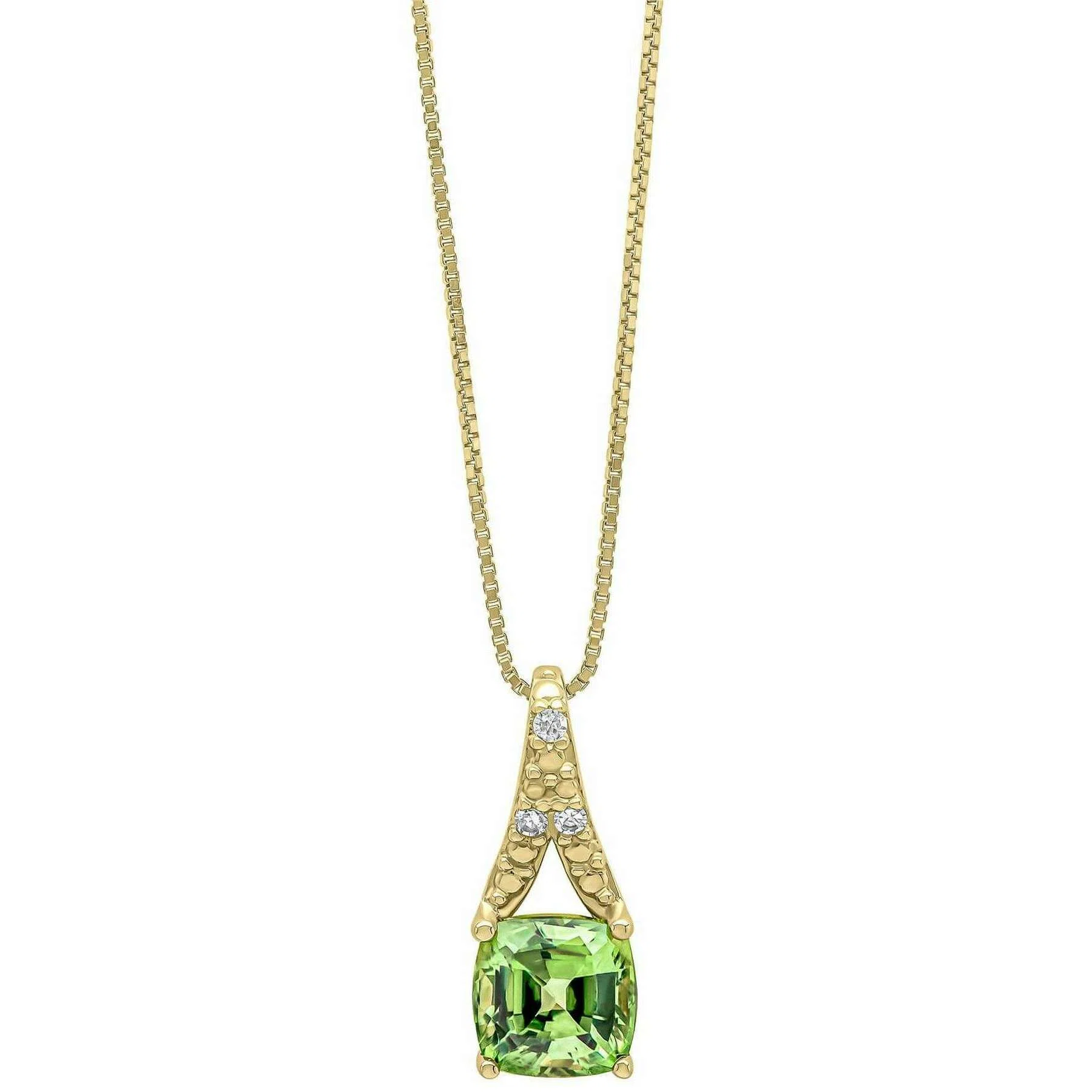 Elements Gold Rose Cut Sapphire and Diamond 9ct Gold Pendant - Gold/Green