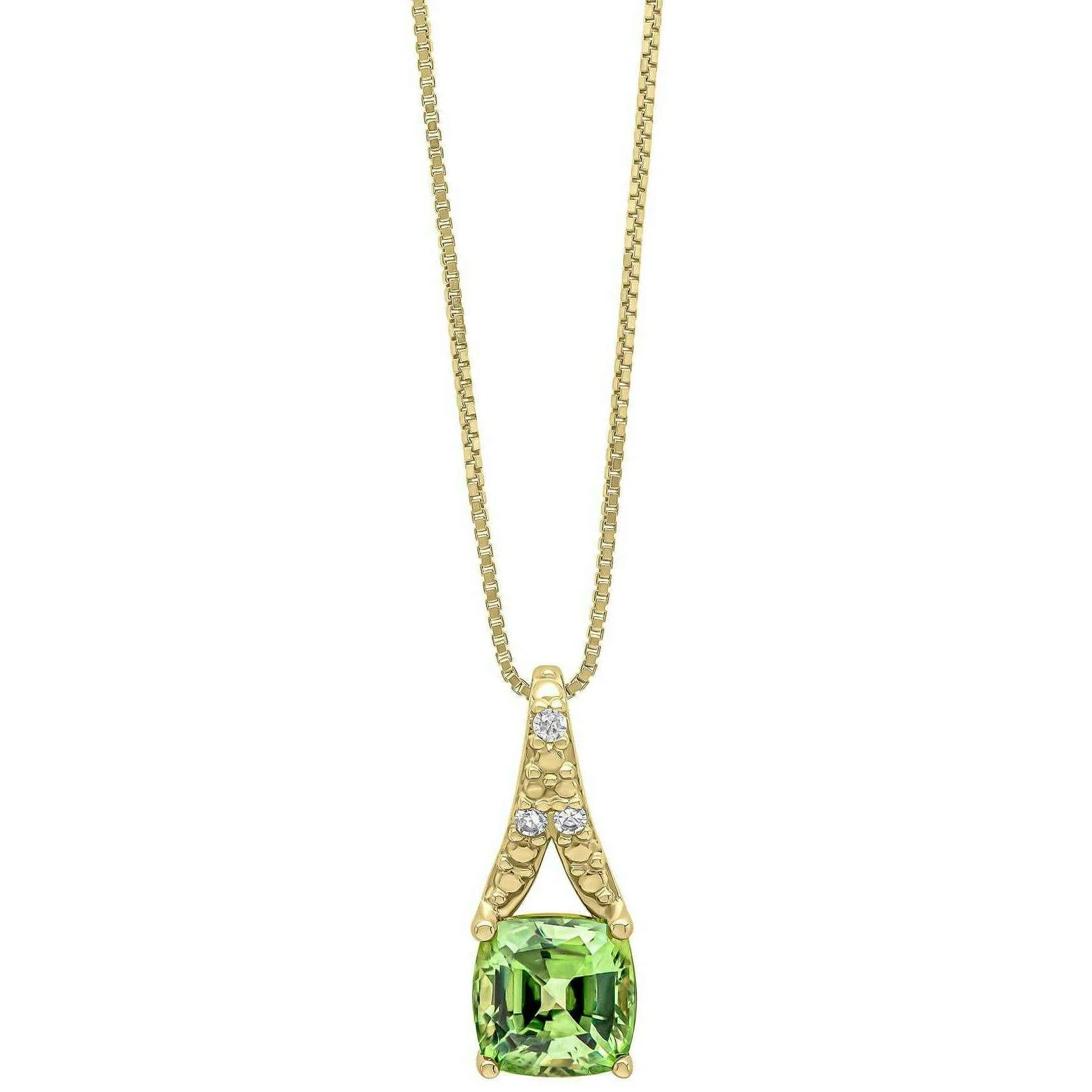 Elements Gold Rose Cut Sapphire and Diamond 9ct Gold Pendant - Gold/Green - Image 2