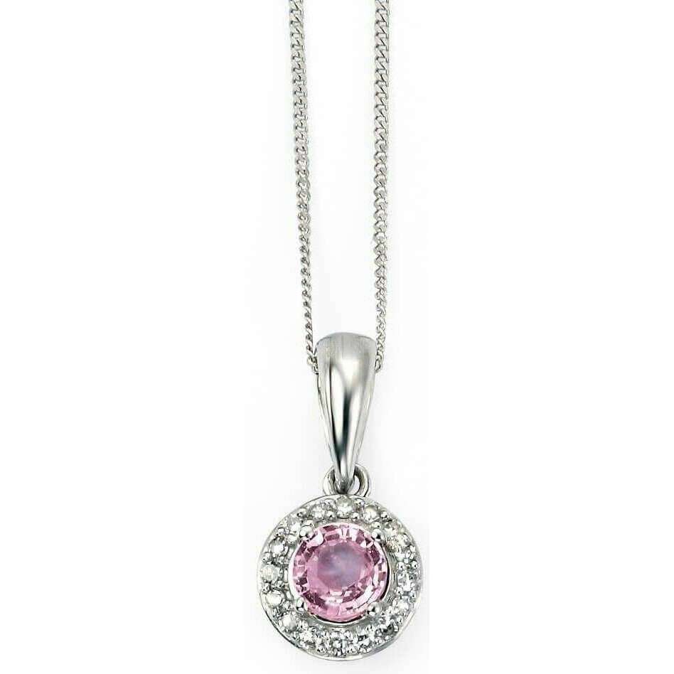 Elements Gold Sapphire and Diamond Pendant - Pink/Silver
