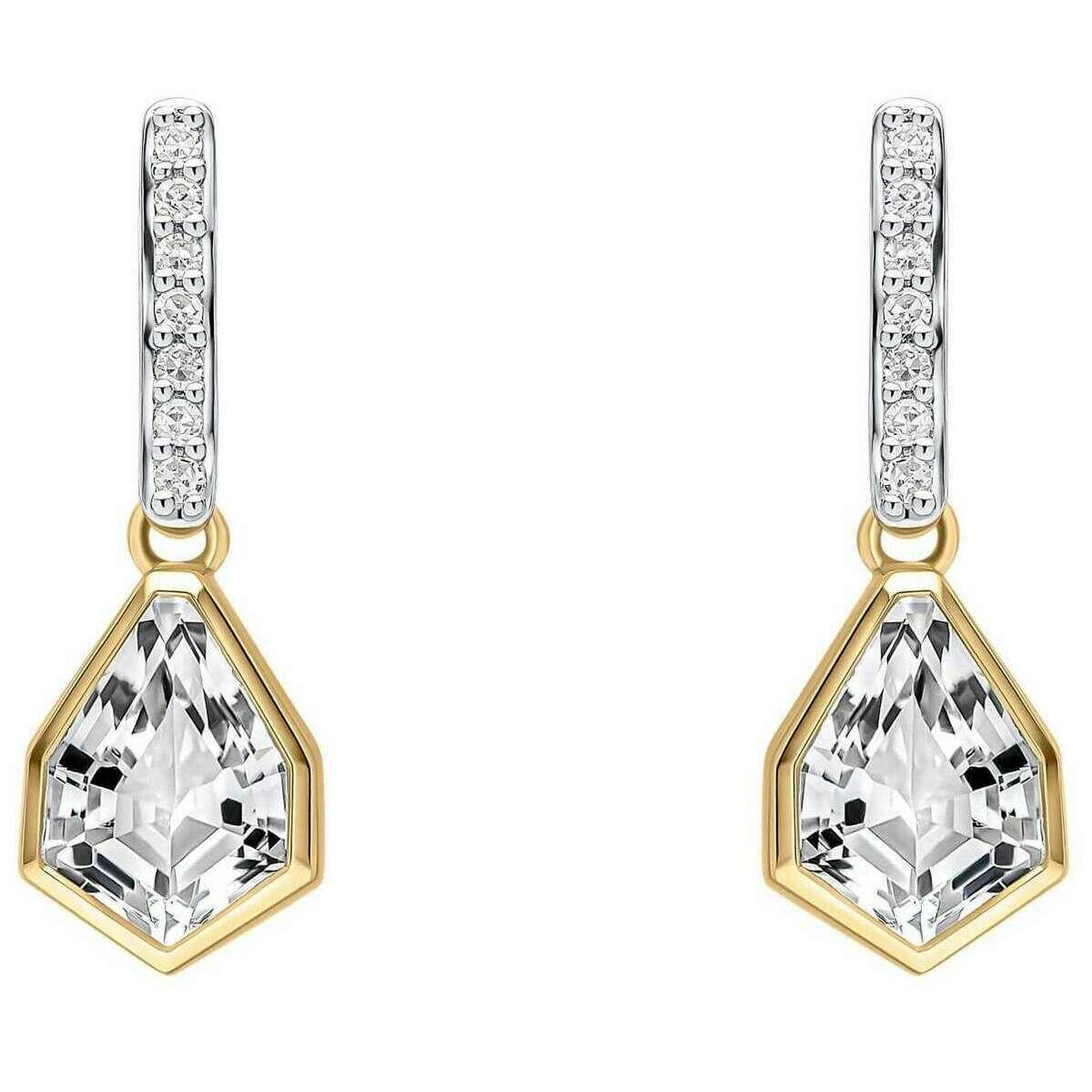 Elements Gold Shield Cut Topaz 9ct Gold Earrings - Gold/Silver