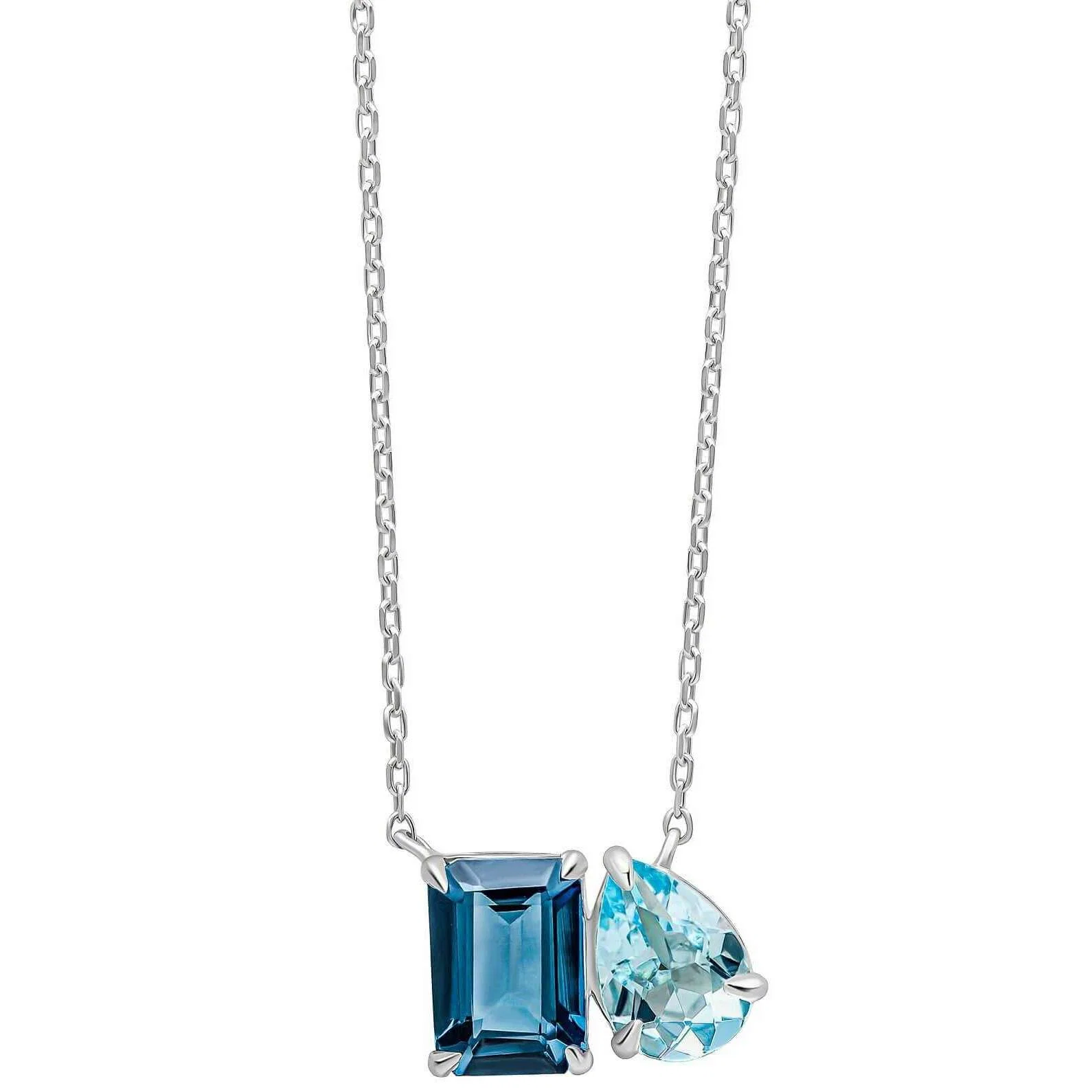 Elements Gold Toi et Moi Blue Topaz 9ct Gold Necklace - Gold/Blue - Image 2