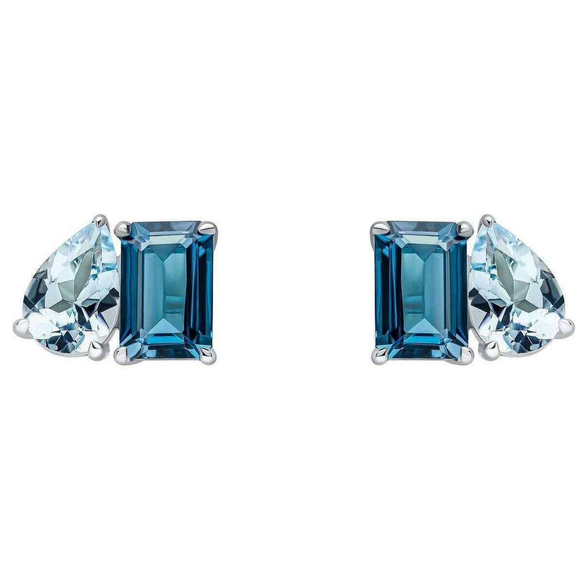 Elements Gold Toi et Moi Blue Topaz 9ct Gold Stud Earrings - Gold/Blue