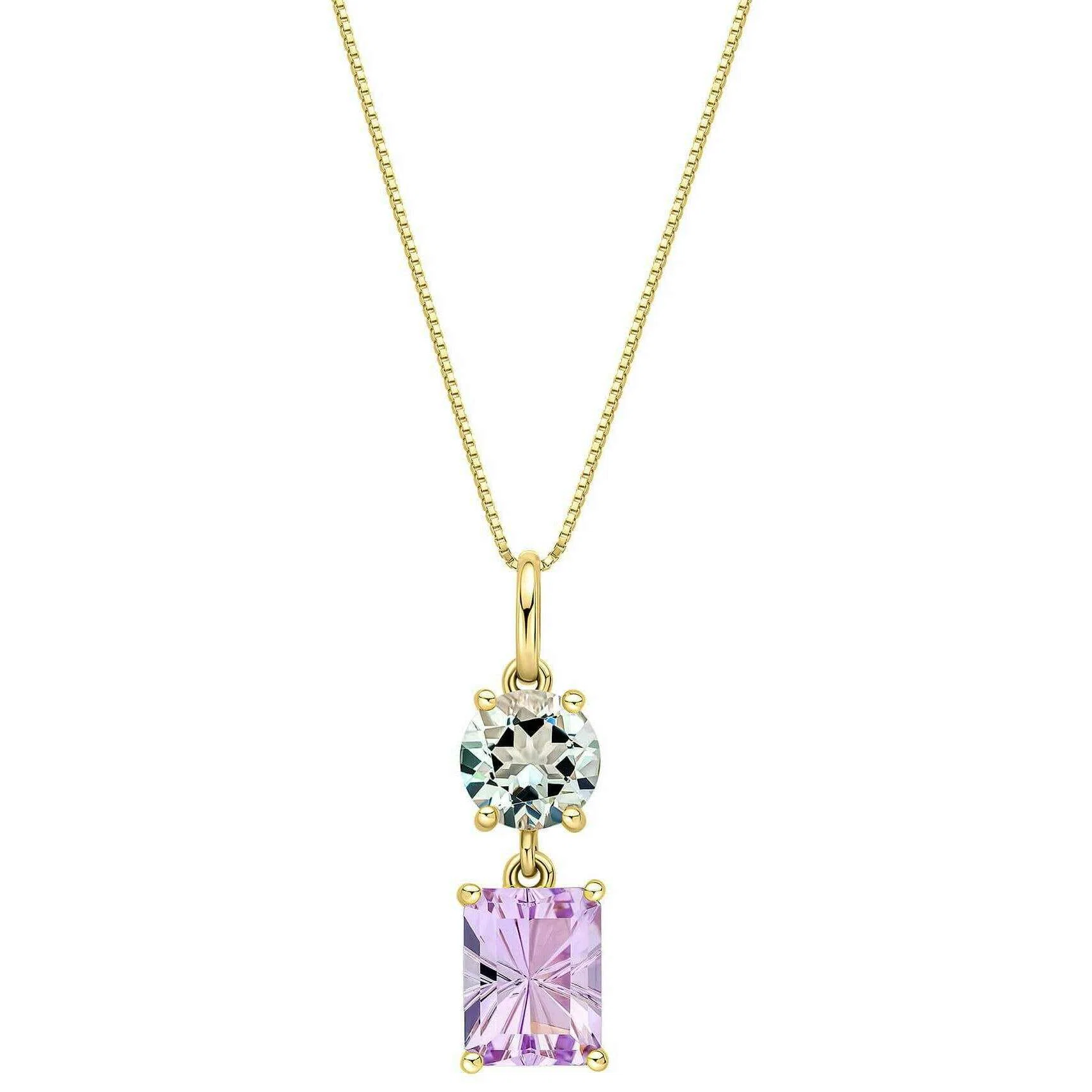 Elements Gold Toi et Moi Quartz Amethyst 9ct Gold Pendant - Gold/Lilac Purple - Image 2