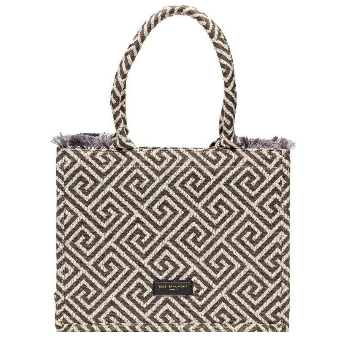 Elie Beaumont Fabric Midi Tote Bag - Grey Ivory Grecian