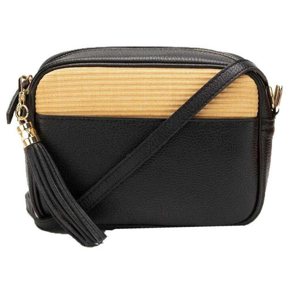 Elie Beaumont Raffia Crossbody Bag - Black
