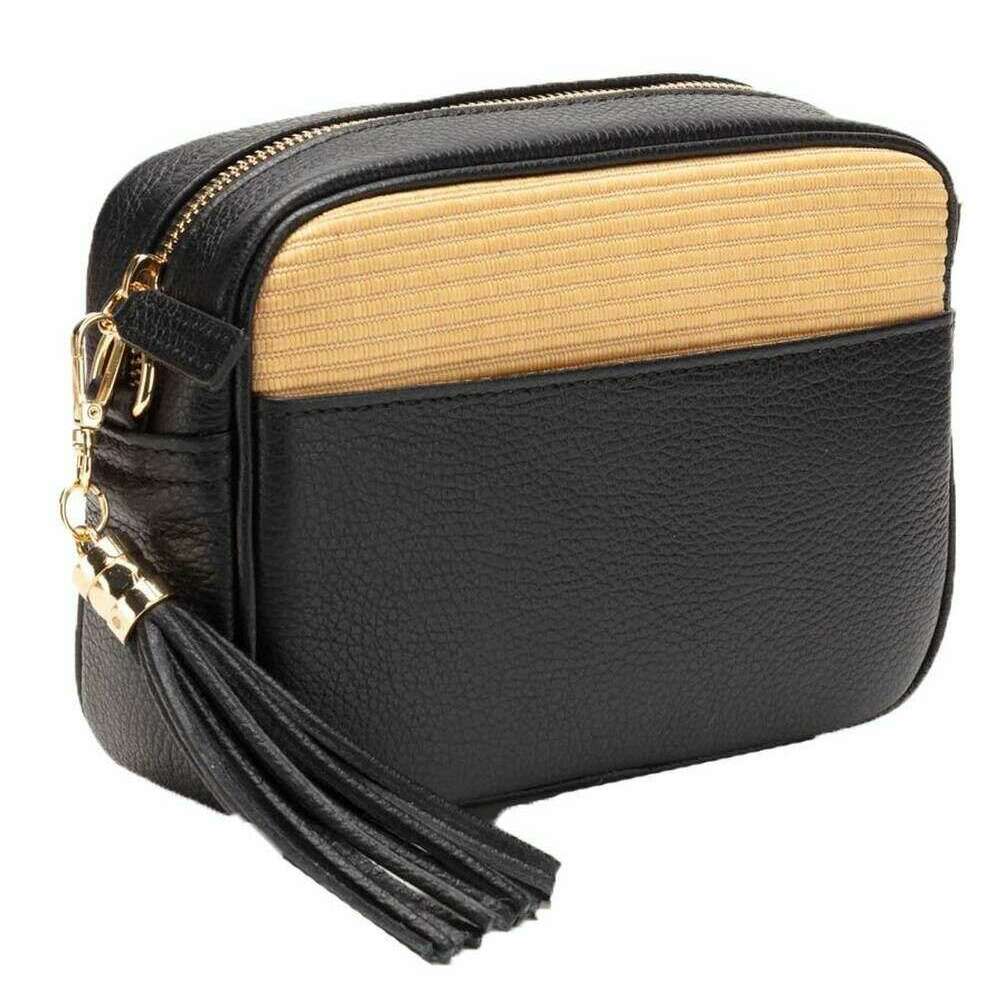 Elie Beaumont Raffia Crossbody Bag - Black - Image 3