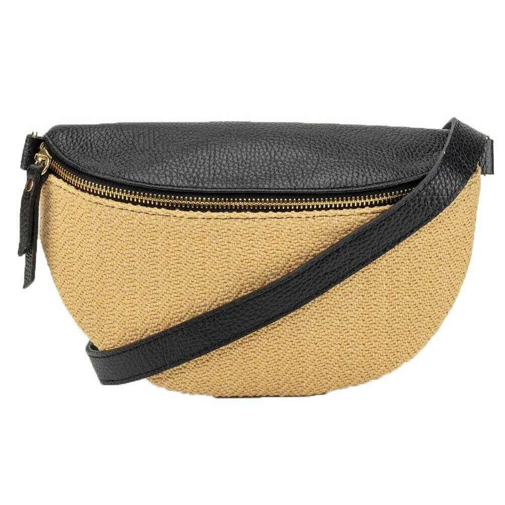 Elie Beaumont Raffia Sling Bag - Black