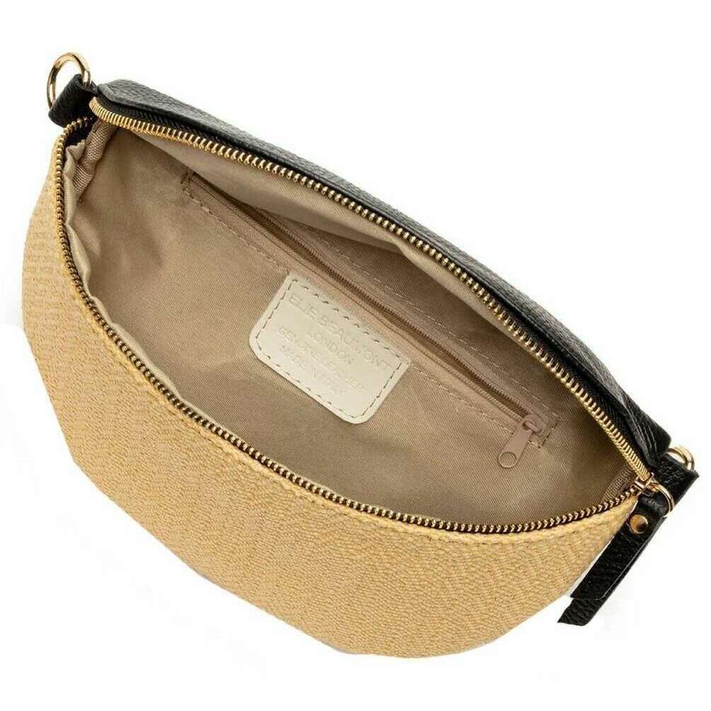 Elie Beaumont Raffia Sling Bag - Black - Image 4