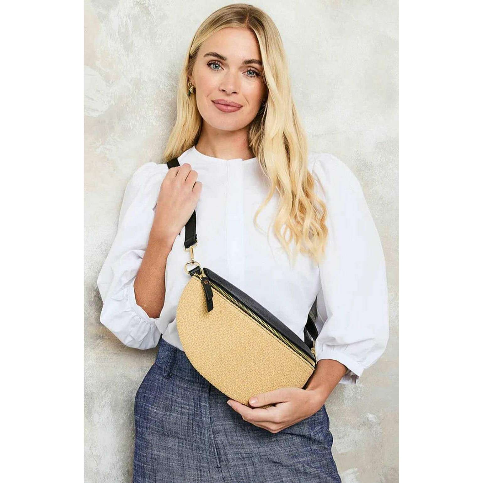 Elie Beaumont Raffia Sling Bag - Black - Image 6
