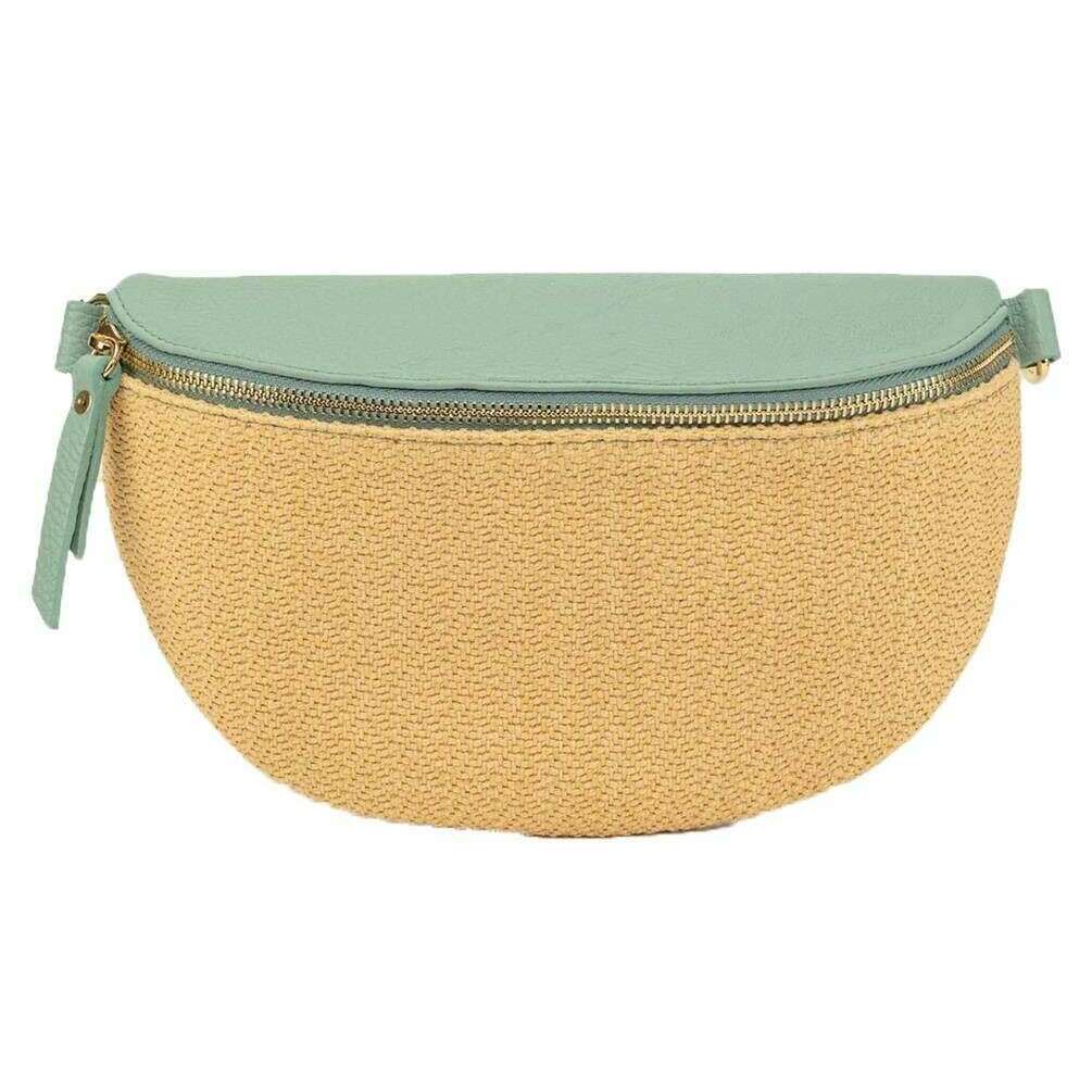 Elie Beaumont Raffia Sling Bag - Mint Green - Image 3