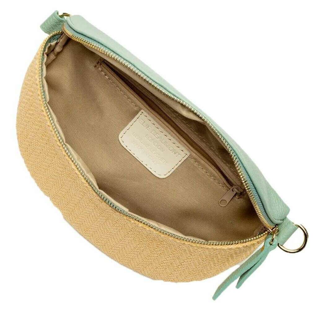 Elie Beaumont Raffia Sling Bag - Mint Green - Image 4