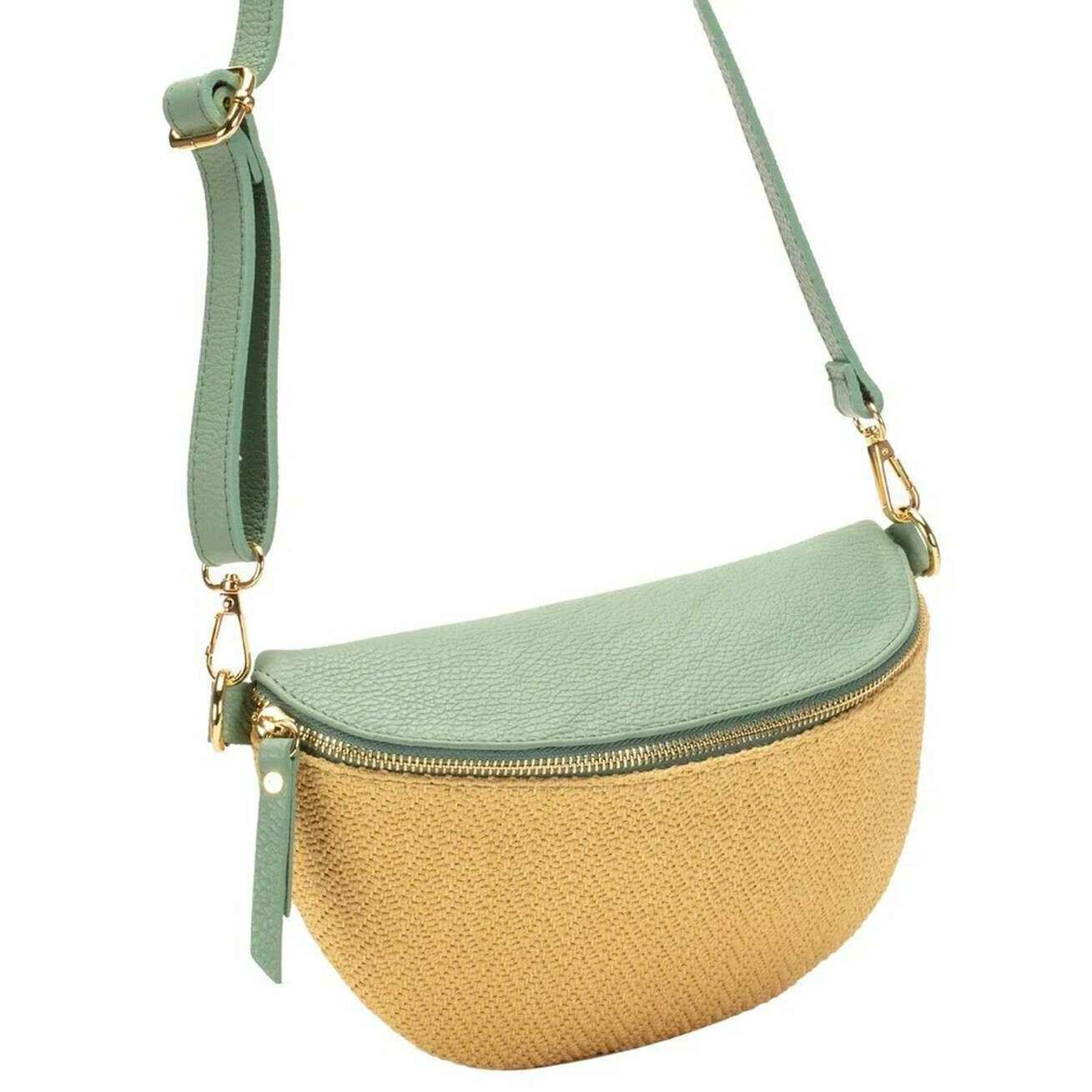 Elie Beaumont Raffia Sling Bag - Mint Green - Image 5