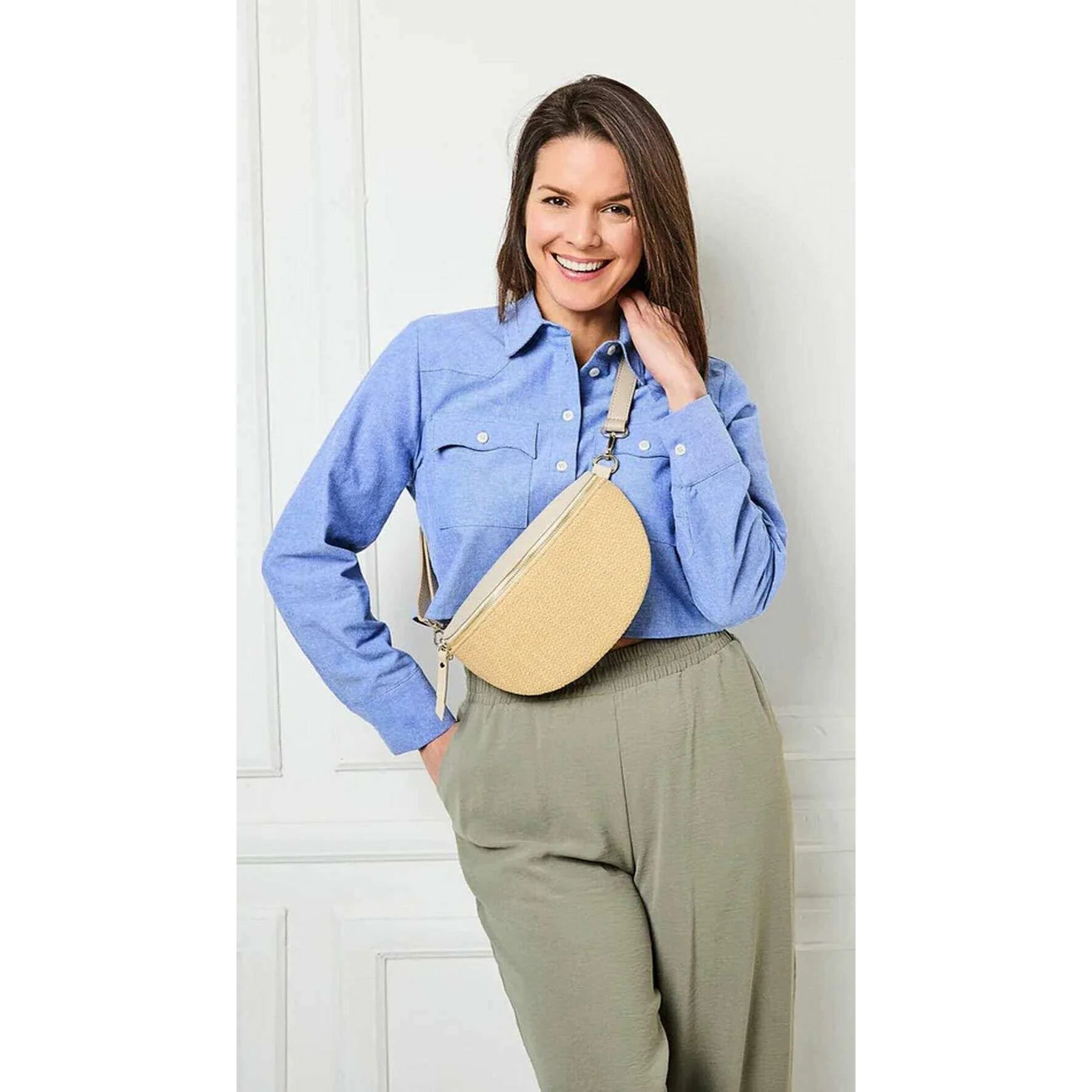 Elie Beaumont Raffia Sling Bag - Stone Beige - Image 5