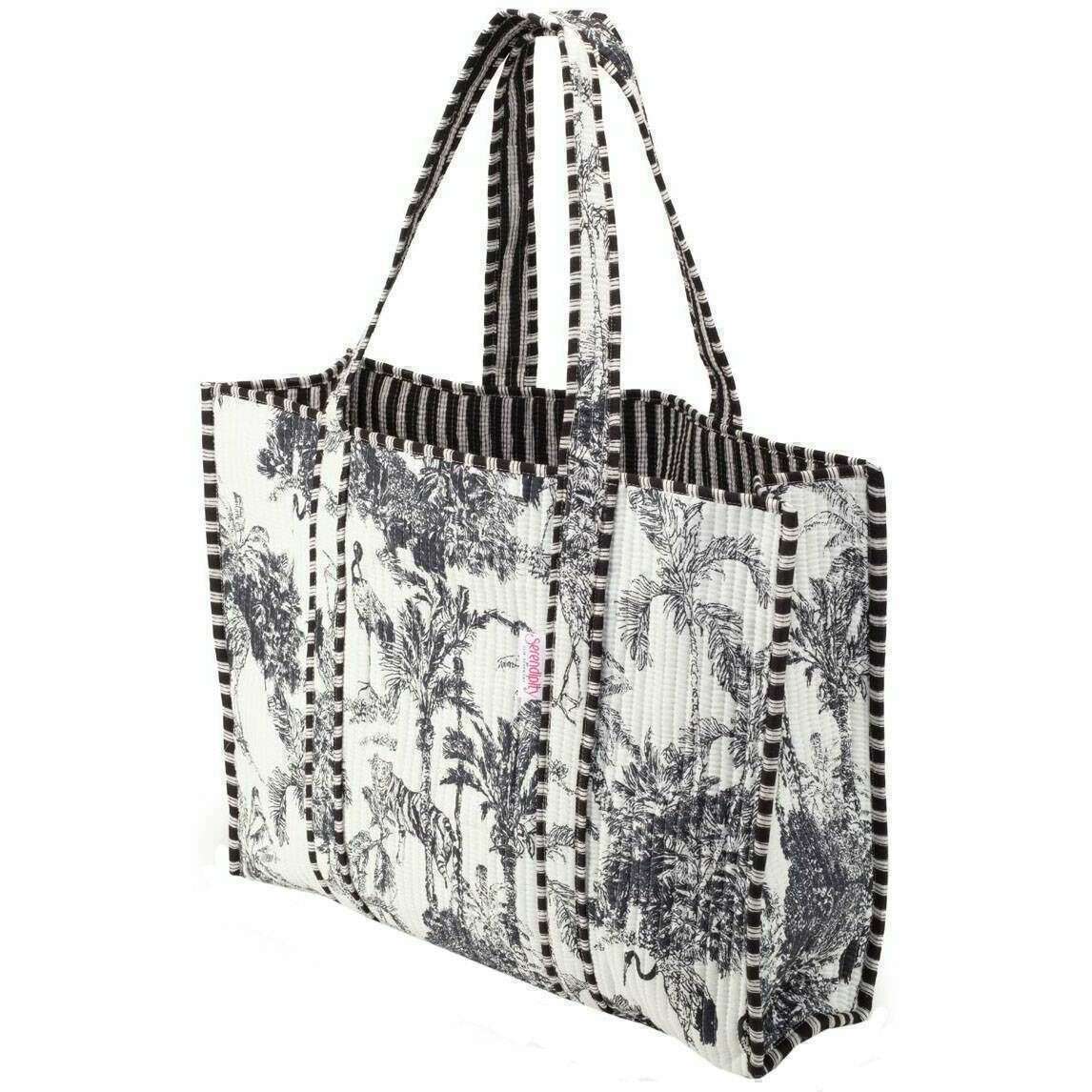 Elie Beaumont Serendipity Cotton Quilted Tote Bag - Crane Black/White - Image 2