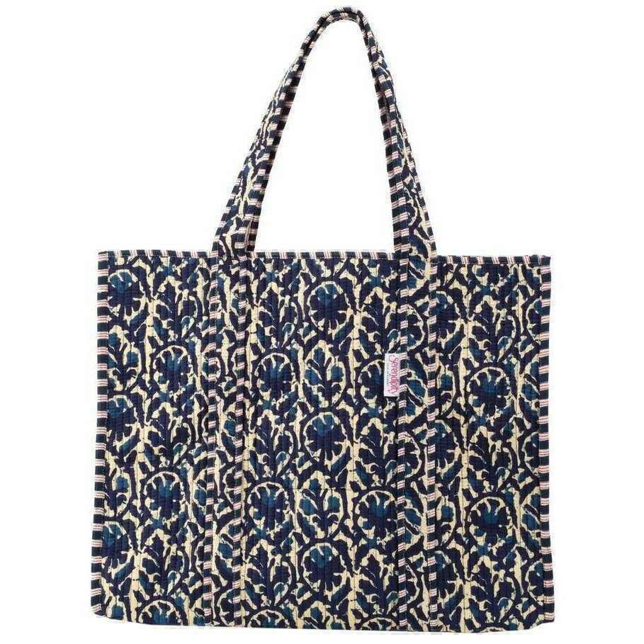 Elie Beaumont Serendipity Cotton Quilted Tote Bag - Ikat Indigo