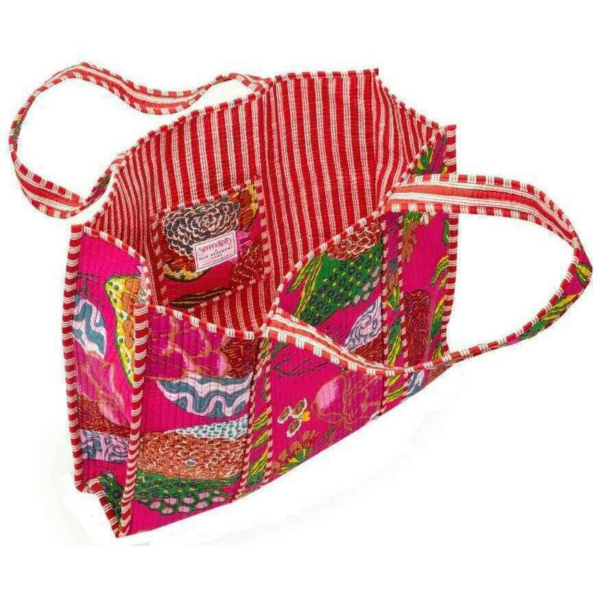 Elie Beaumont Serendipity Cotton Quilted Tote Bag - Tropical Fuchsia Pink - Image 3