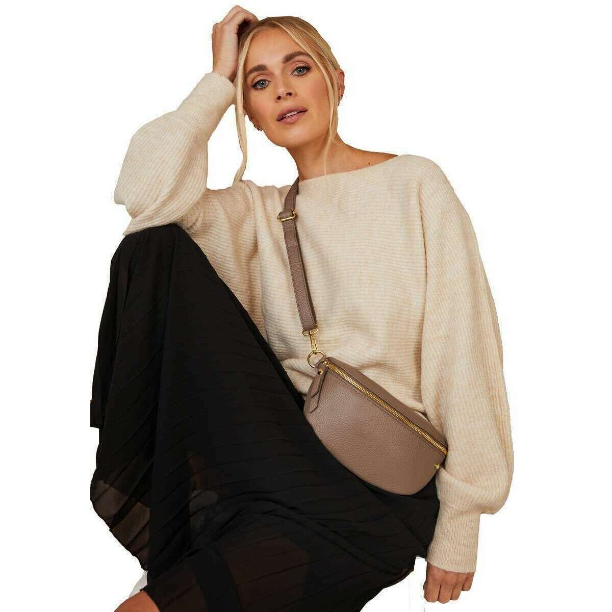 Elie Beaumont Sling Bag - Mink Grey - Image 5