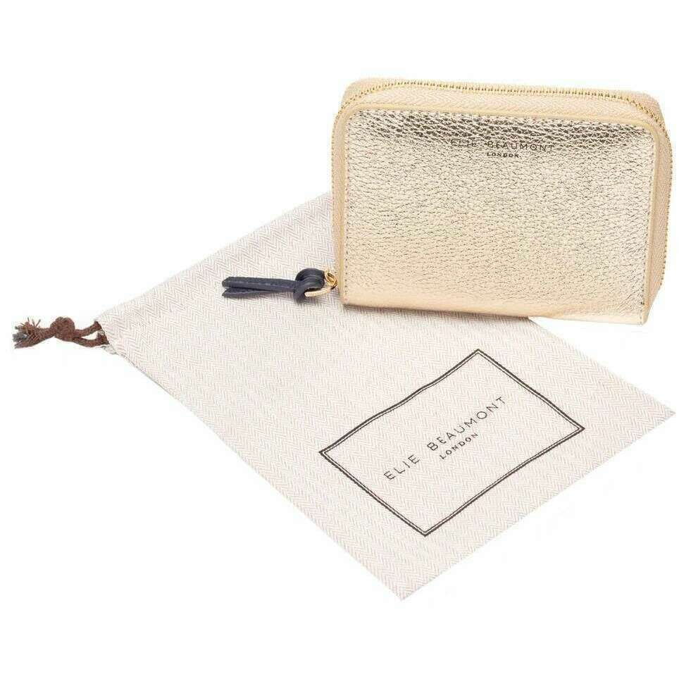Elie Beaumont Zipper Purse - Gold/Navy - Image 4