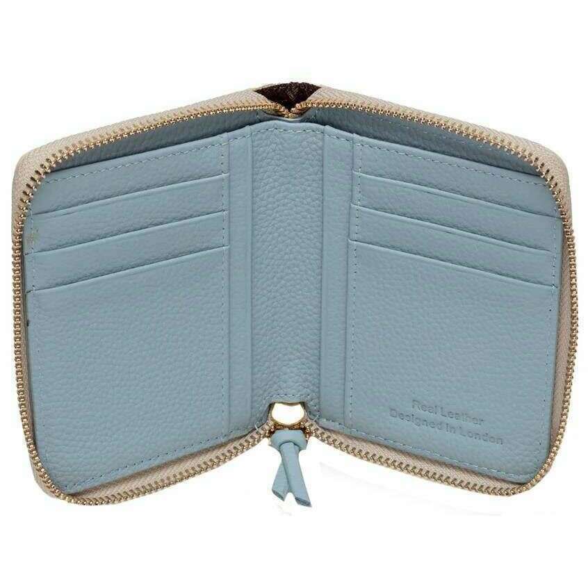 Elie Beaumont Zipper Purse - Stone Beige/Blue - Image 2