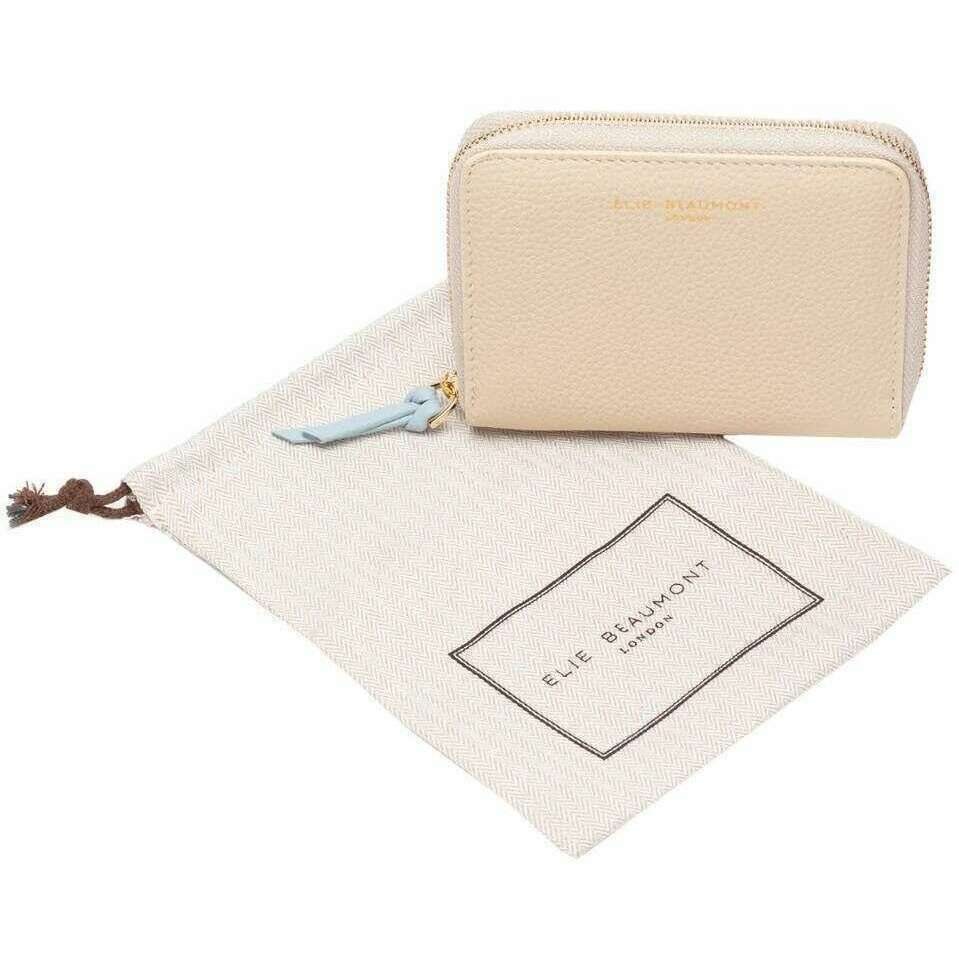 Elie Beaumont Zipper Purse - Stone Beige/Blue - Image 4