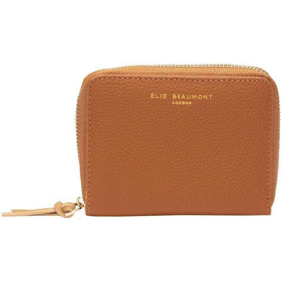 Elie Beaumont Zipper Purse - Tan Brown/Coffee Beige