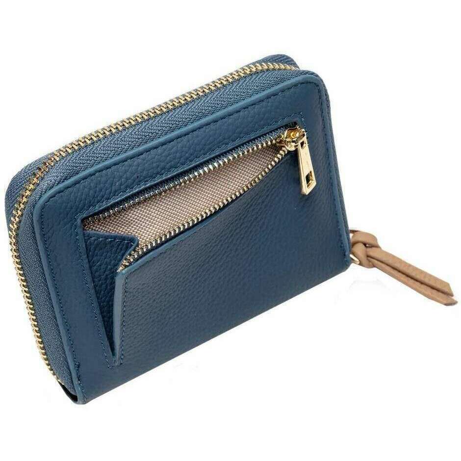 Elie Beaumont Zipper Purse - Teal Blue/Latte Beige - Image 3