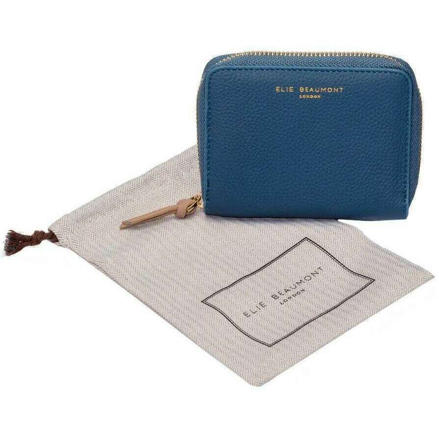 Elie Beaumont Zipper Purse - Teal Blue/Latte Beige - Image 4